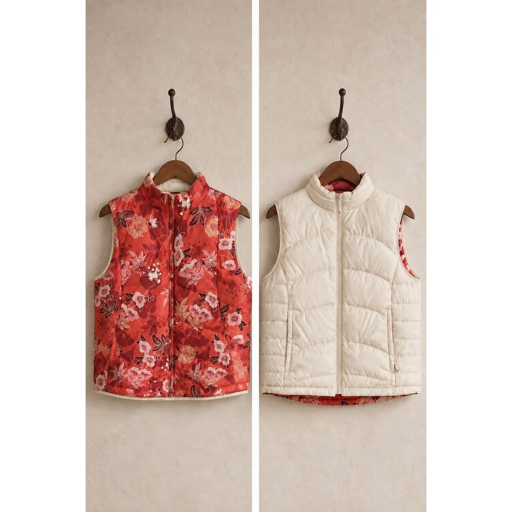Y2K L.L. Bean Reversible Down Vest Cottagecore Gorpcore Puffer Vest Size XL